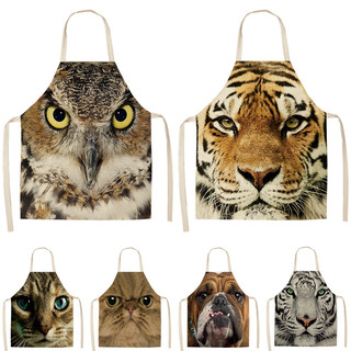 1Pcs Kitchen Apron Funny Owl Printed Sleeveless Cotton Linen