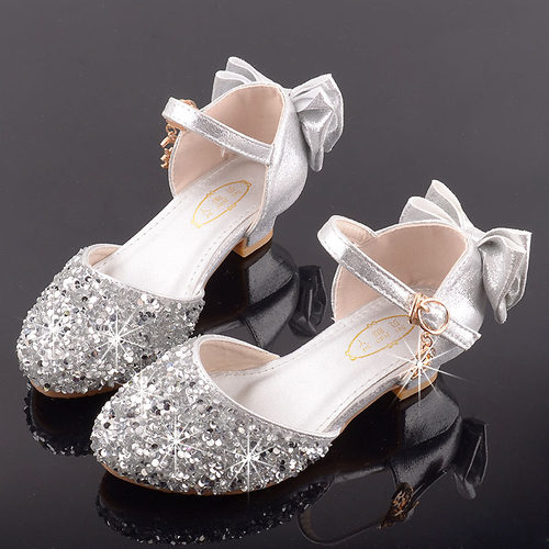 儿童女童银色拉丁舞鞋闪亮亮晶晶