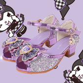 凉鞋 儿童拉丁舞鞋 软底女童女孩库洛米公主水晶鱼嘴露趾舞蹈跳舞鞋