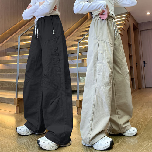 女童春秋弯刀宽松休闲工装裤胖孩