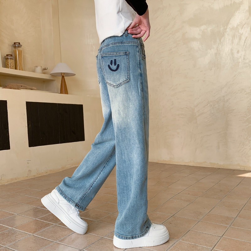 女童牛仔直筒裤春秋宽松休闲长裤