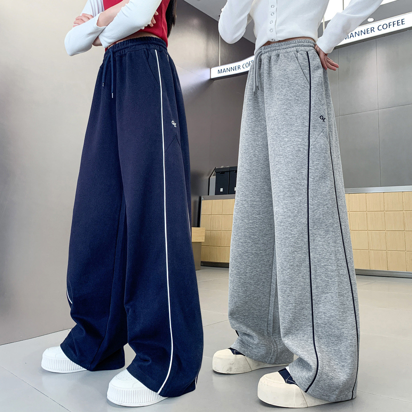 女童灰色休闲裤显瘦运动卫裤宽松