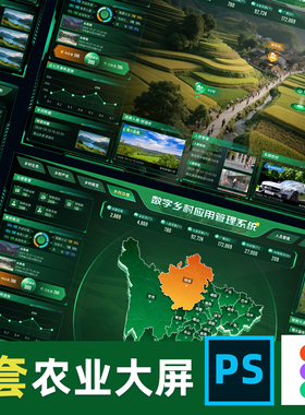农业大棚可视化数据大屏绿色模板figma素材ui设计智慧乡村系统b端
