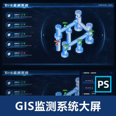 可视化数据大屏模板ps设计元素矢量图表制作组件库素材标题监测