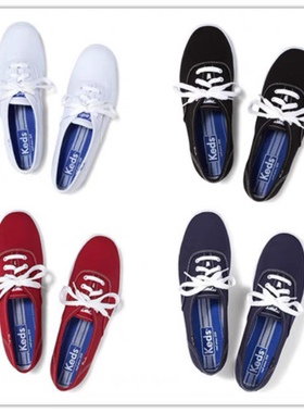 Keds小白鞋薄底四色系带帆布学生百搭郑秀晶泰勒同款平底帆布鞋