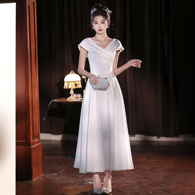 法式小白裙领证登记长款连衣裙女