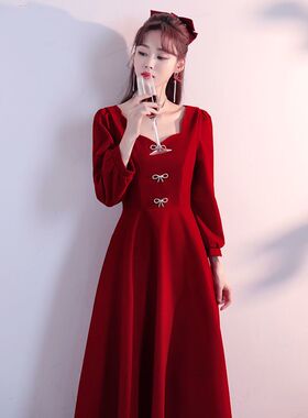 高定敬酒服新娘出阁宴礼服回门晚宴服订婚礼裙结婚连衣裙平时可穿