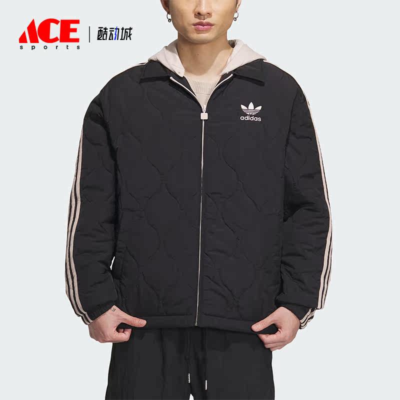 Adidas/阿迪达斯正品三叶草男士连帽休闲运动棉服外套IW6284