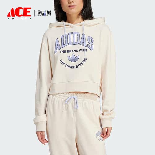 Adidas/阿迪达斯正品三叶草女士印花运动连帽宽松卫衣IR6035