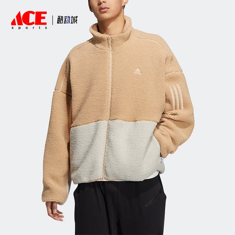Adidas/阿迪达斯正品立领羊羔绒保暖夹克男子运动外套HP1423