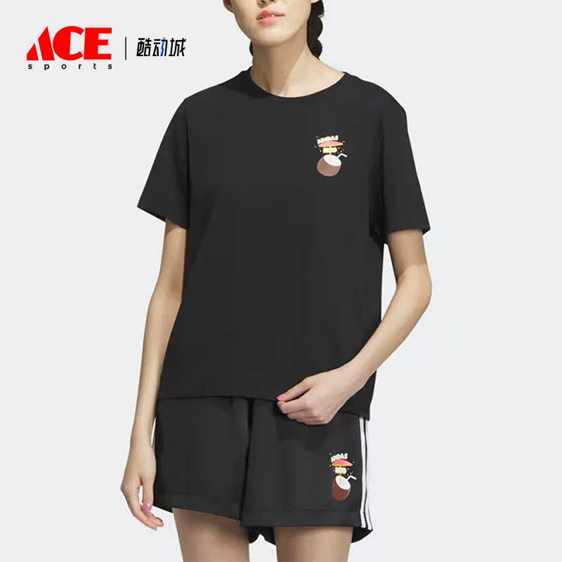 Adidas/阿迪达斯正品Neo夏季新款女子时尚卡通印花短袖IP3878