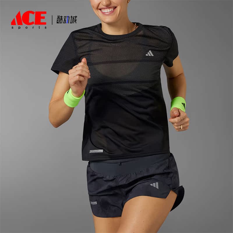 阿迪达斯女士跑步运动短袖