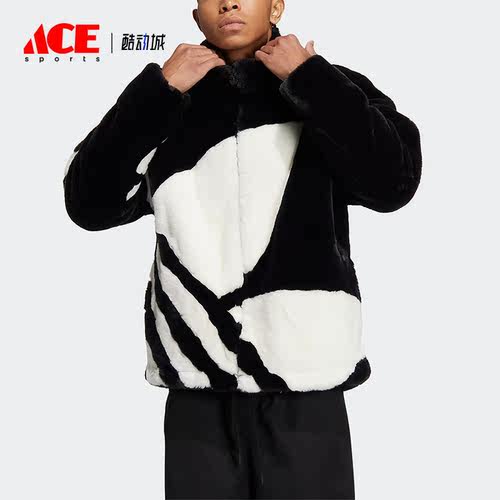 Adidas/阿迪达斯正品三叶草毛绒绒男子运动夹克外套 HR3483