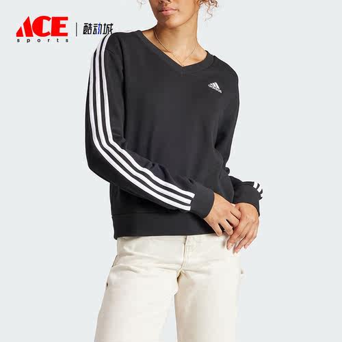 Adidas/阿迪达斯正品新款女士运动休闲V领卫衣套头衫IQ4835