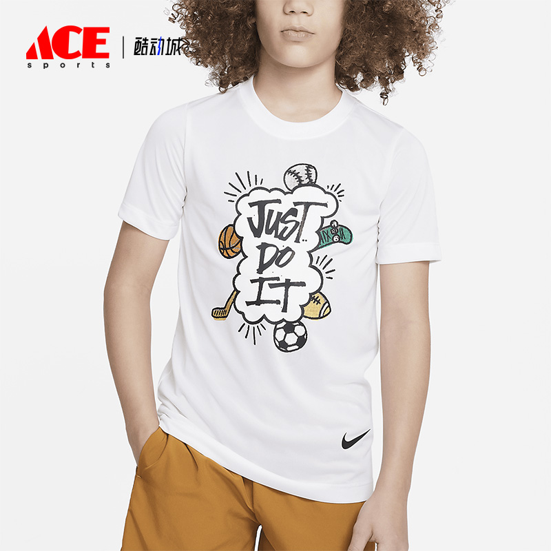 Nike/耐克正品夏季新款大童运动休闲圆领短袖DX9534-100