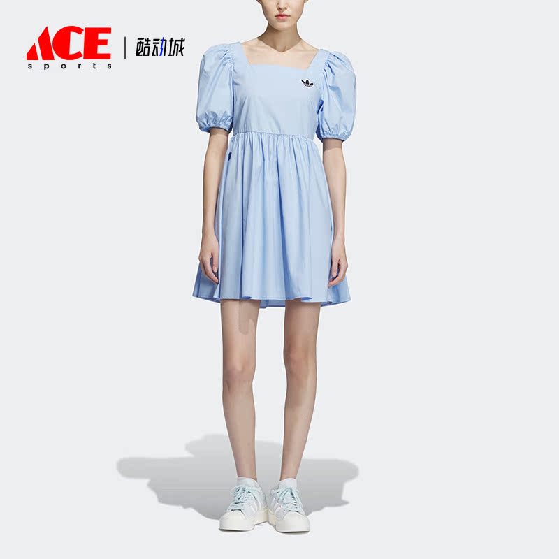 Adidas/阿迪达斯正品三叶草新款女子运动灯笼袖连衣裙IP1773