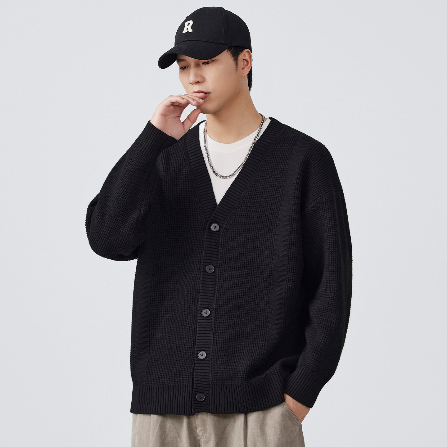 高端V领美式纹理感针织衫开衫外套男士毛衣秋冬款休闲上衣潮流男,户外/登山/野营/旅行用品,户外休闲衣,淘宝优惠券,粉丝福利购,淘宝优惠卷