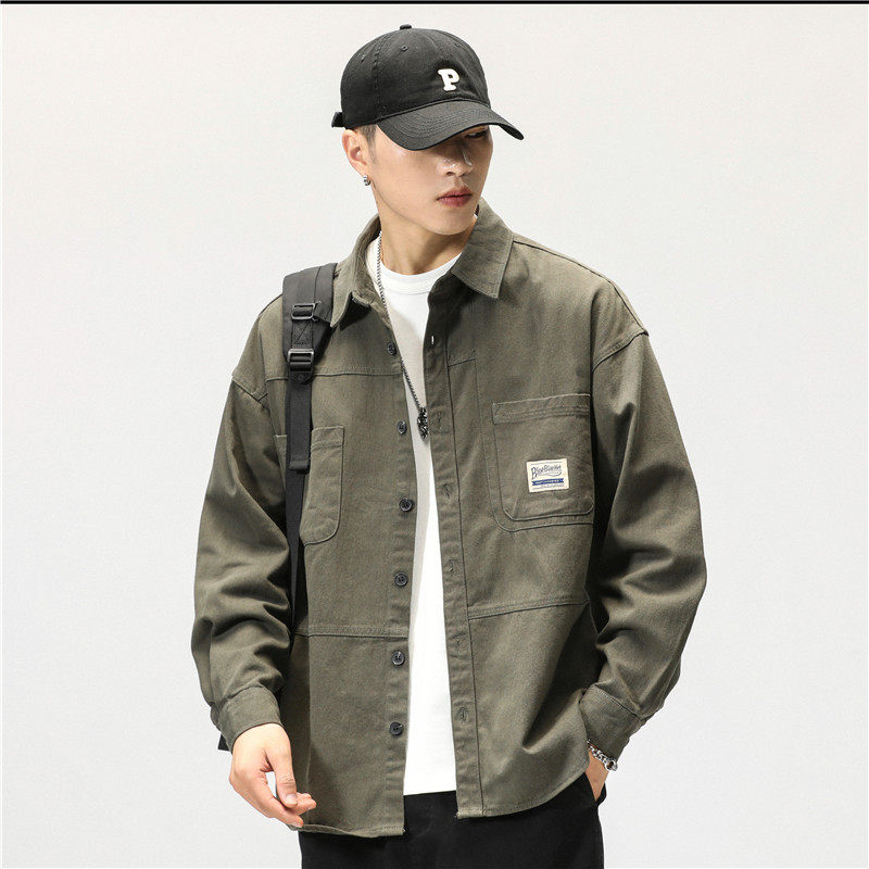 工装衬衫式夹克外套男士春秋款日系宽松春季纯棉休闲潮流长袖衬衣,户外/登山/野营/旅行用品,户外休闲衣,淘宝优惠券,粉丝福利购,淘宝优惠卷