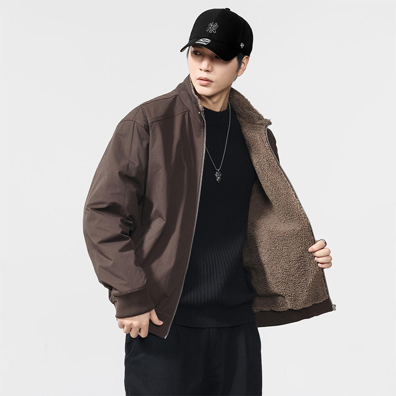 美式复古咖色外套男冬季仿羊羔绒加厚宽松机车情侣棉服夹克,户外/登山/野营/旅行用品,户外休闲衣,淘宝优惠券,粉丝福利购,淘宝优惠卷