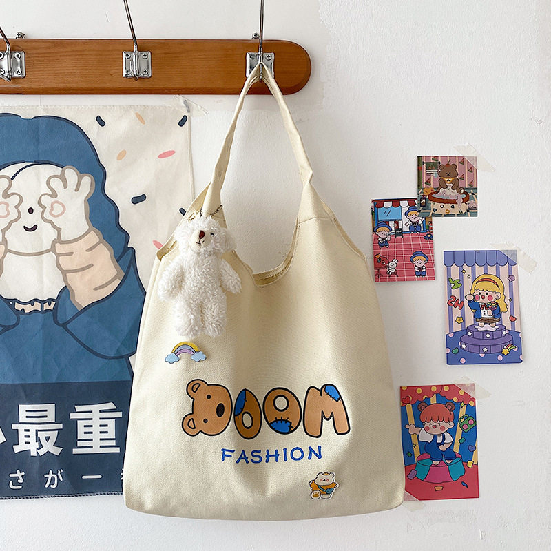 日系简约可爱帆布学生手提袋