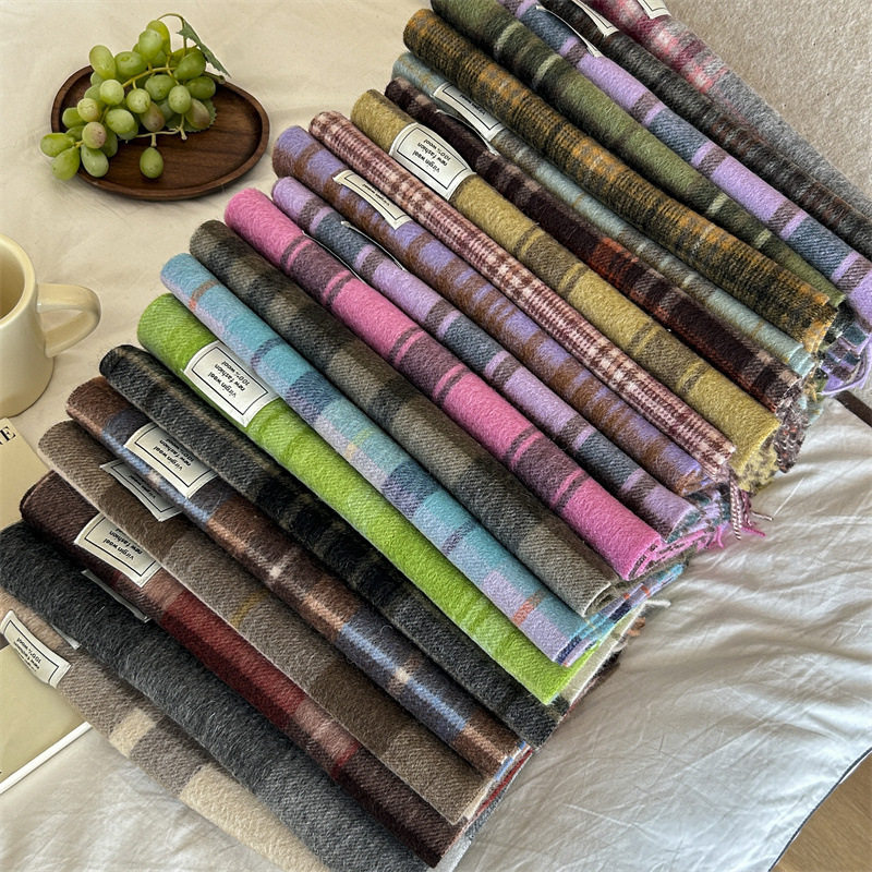 精选澳洲wool纯羊毛格纹围巾英伦