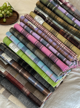 精选澳洲wool纯羊毛格纹围巾英伦经典男女通用情侣款冬季保暖围脖