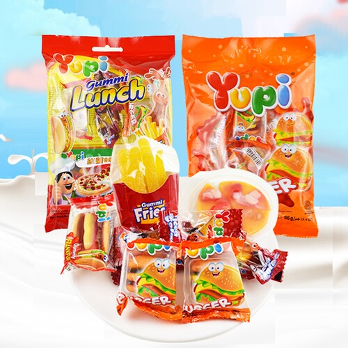 印尼进口yupi热狗橡皮糖汉堡包