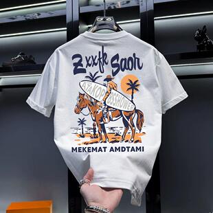 新款 百搭短袖 五分袖 上衣休闲时尚 奥特莱斯 T恤ins潮流半袖 夏季