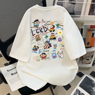 短袖t恤2026百搭ins潮流日系夏季五分袖宽松男款休闲五分袖上衣