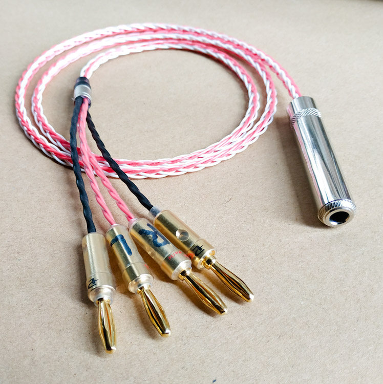 香蕉头转2.5 3.5 4.4 6.35母大三芯功放推耳机转接古河音频转接线