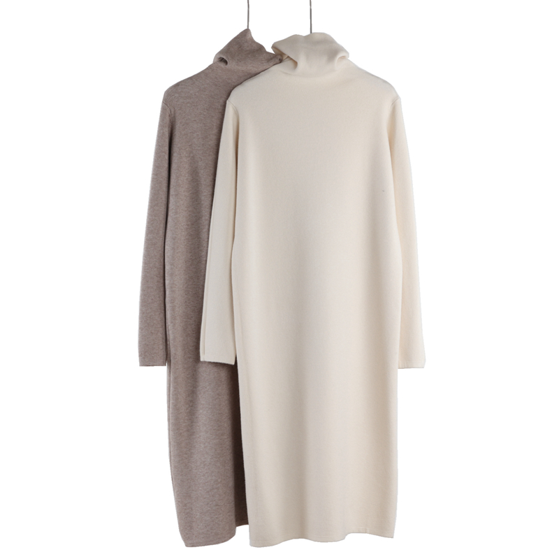 打底内搭秋冬季高领过膝连衣裙