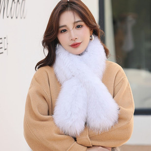 网红狐狸毛围巾毛领子真毛毛毛围巾双面编织气质皮草围脖女冬长款