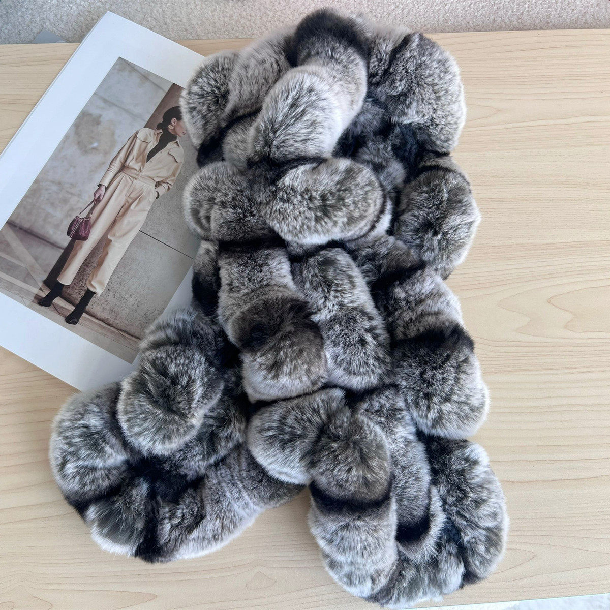 双面韩版荷叶边兔毛围脖