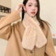 韩版 保暖皮草围脖女毛领 进口獭兔毛穿孔围巾双面编织纯色气质冬季