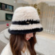 水貂毛小香风渔夫帽女秋冬氛围感保暖皮草帽子百搭气质显脸小礼帽