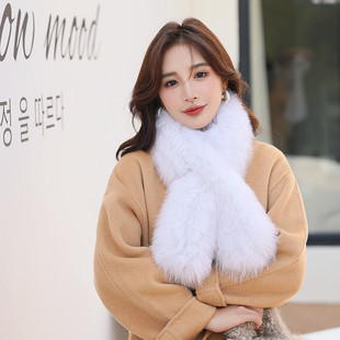 网红狐狸毛围巾毛领子真毛毛毛围巾双面编织气质皮草围脖女冬长款