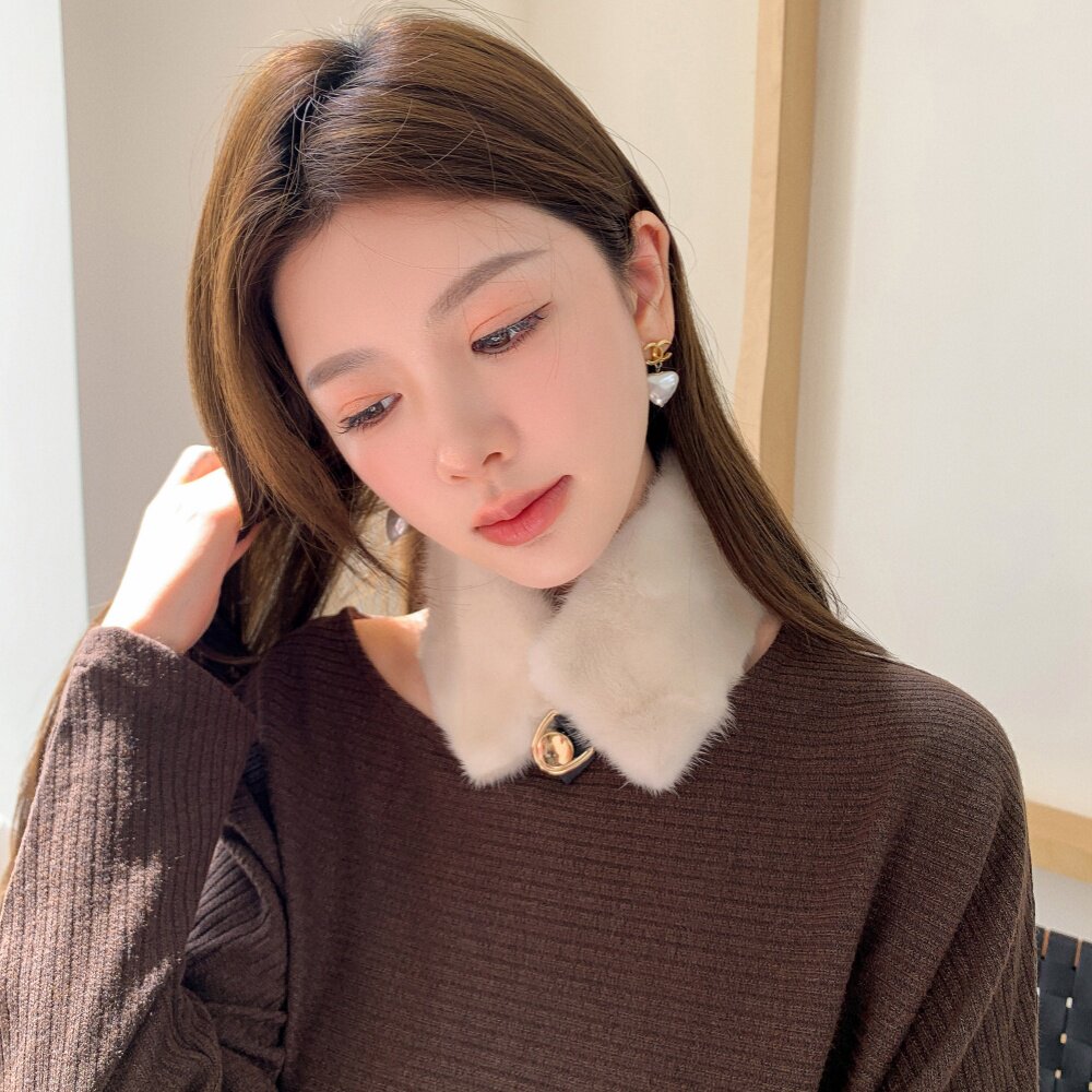 海宁水貂毛围巾女冬季短款皮草围脖双面貂皮脖套保暖裘皮搭扣真毛