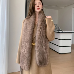 网红款奢华双面狐狸毛长款皮草围巾女冬天保暖百搭真毛围脖大毛领