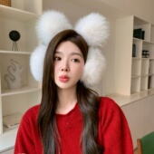 休闲萌趣狐狸毛大耳包猫耳设计发箍拍照造型暖耳户外旅行耳罩耳包