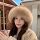 气质款 紫貂毛渔夫帽 一圈狐狸毛真毛皮草帽子秋冬针织女士盆帽