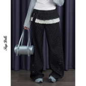 休闲裤 SagiDolls少女斗志可拆卸裙帘 黑色波点牛仔裤 防拖地设计秋