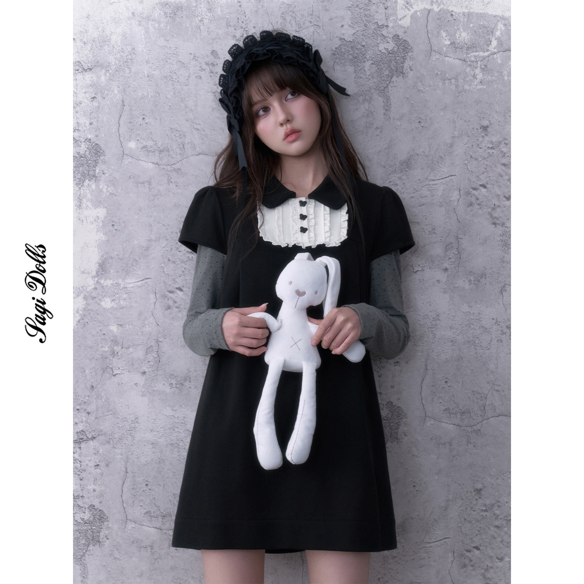 SagiDolls少女斗志 暗黑doll感娃娃领假两件长袖连衣裙宽松显瘦秋图片