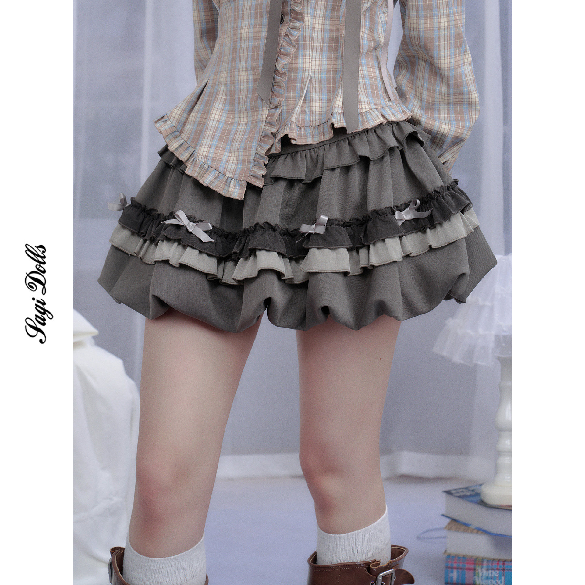 SagiDolls少女斗志甜软可爱小蛋糕~灰色蝴蝶结花苞裙百搭显高甜美,女装/女士精品,半身裙,淘宝优惠券,粉丝福利购,淘宝优惠卷