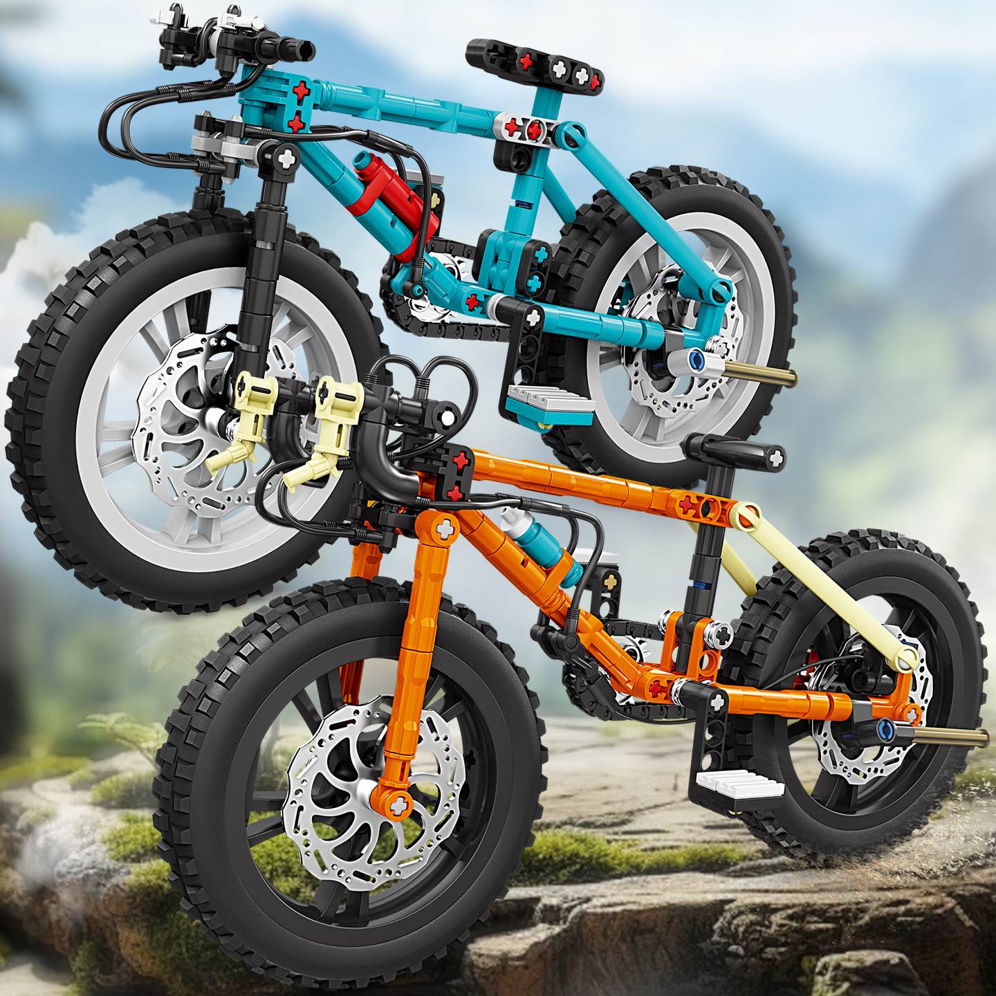 高博乐新款拼装山地车积木自行车