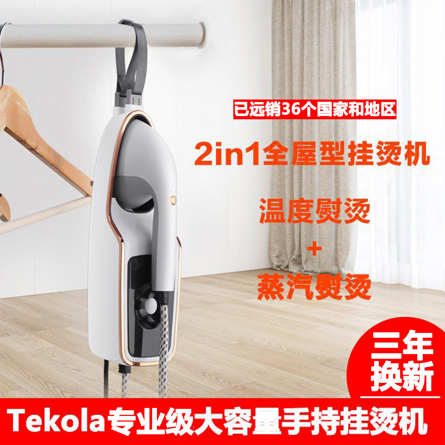 Tekola出口全屋型手持挂烫机家用600ml熨烫机大蒸汽自动除垢悬挂