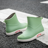 水鞋 女 外穿雨靴厨房工作厚底耐磨短筒雨鞋 女防水防滑胶靴新款 时尚