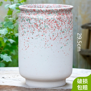 特大高筒陶瓷花盆大号九尾狐多肉悬崖老桩阳台家用月季盆景陶土盆