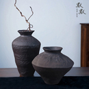 景德镇简约黑色系轻奢风陶瓷无孔花瓶摆件客厅玄关民宿样板间装 饰