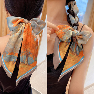 秋季落叶黄色法式少女百搭发带小丝巾小长条绑包包绑发丝带领巾潮