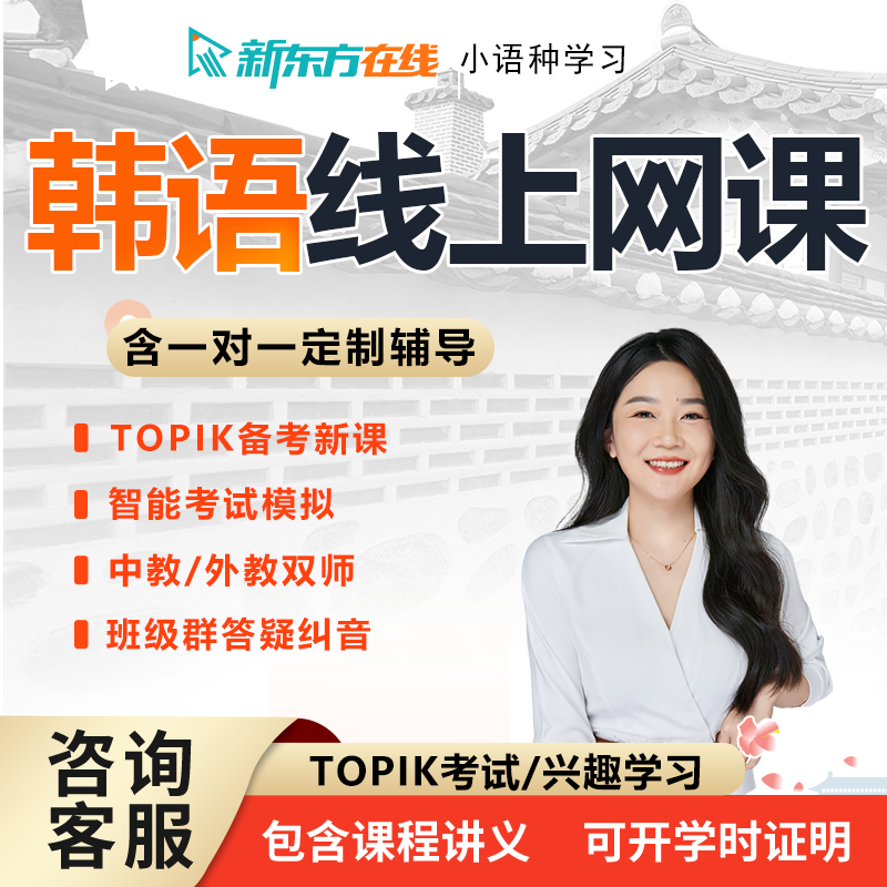 新东方韩语课程网课topik考级1V1辅导培训零基础自学教材学习教程
